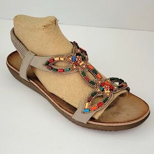 Patrizia by Spring Step Volcanic Beaded Sandal Grey Size 9